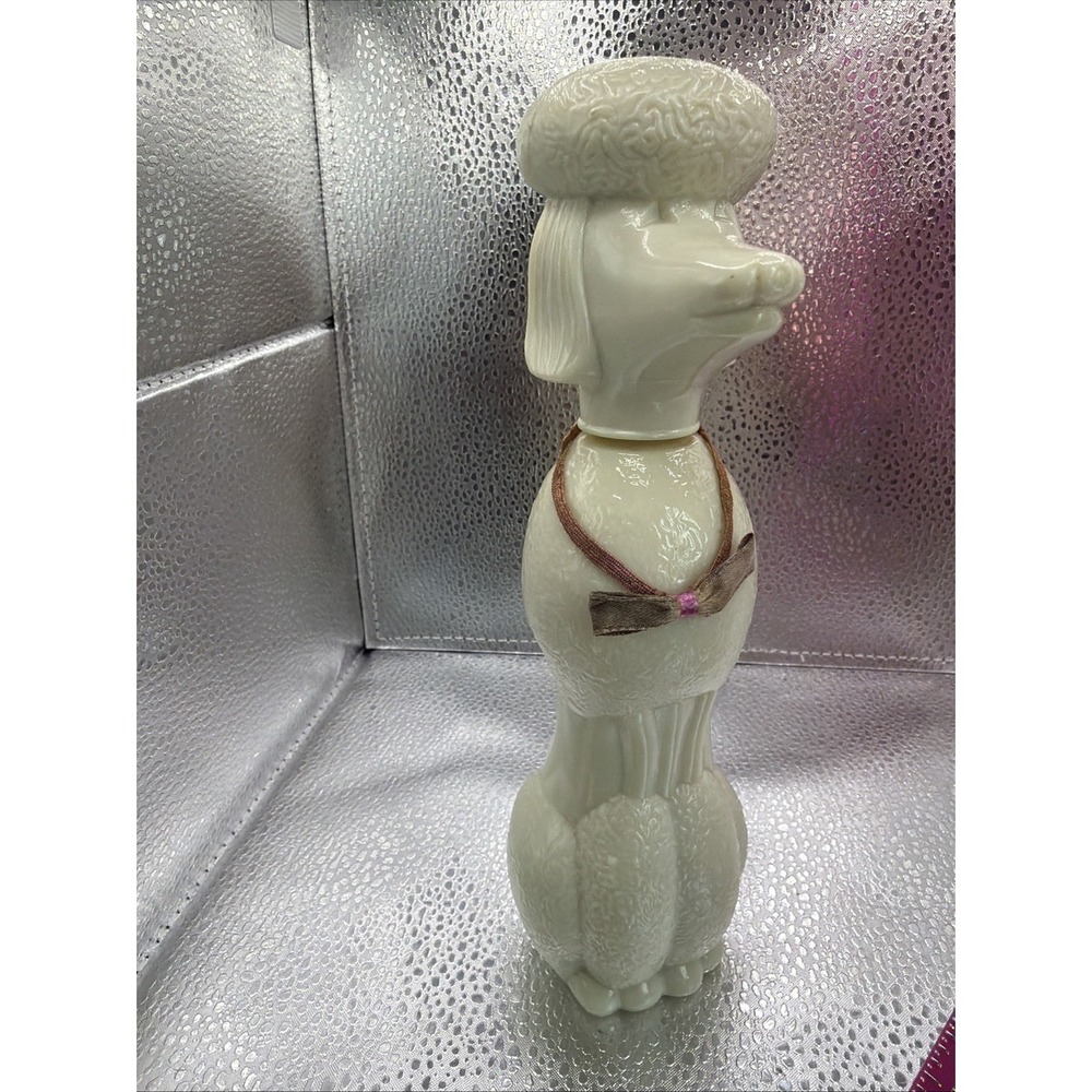 Avon Vintage Poodle Dog White Milk‎ Glass Unforgettable Cologne Bottle Vintage